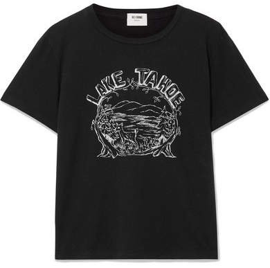 Classic Printed Cotton-jersey T-shirt - Black