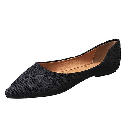 Amazon.com | Wollanlily Women's Pointy Toe Ballet Flats Comfortable Slip-on Dress Shoes Black-02 US 7 | Flats