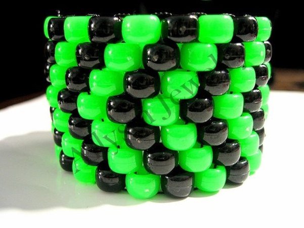 Green Black Kandi Cuff Bracelet Toxic Chevron Kandy Rave | Etsy