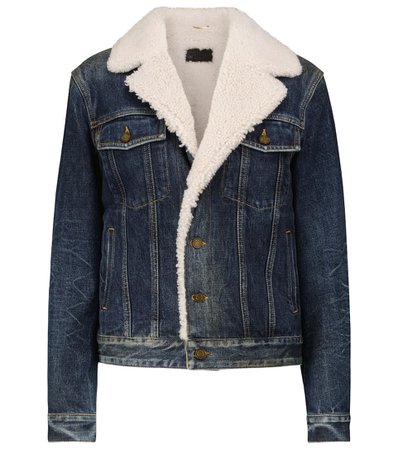 Saint Laurent - Shearling-trimmed denim jacket | Mytheresa