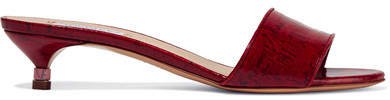 Garcia Glossed Cork-effect Leather Mules - Red
