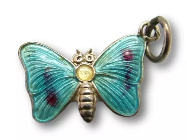 Vintage 1960's Silver & Turquoise Enamel Butterfly Charm – Sandy's Vintage Charms