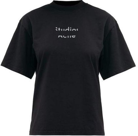 Logo Print Cotton T Shirt - Womens - Black