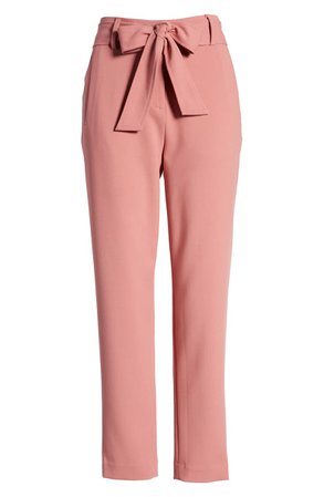 Halogen® Tie Waist Twill Pants (Regular & Petite) pink
