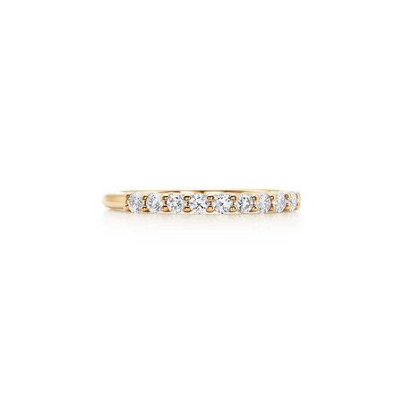 Tiffany Embrace® band ring in 18k gold with diamonds, 2.2 mm wide. | Tiffany & Co.