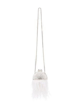 MARZOOK crystal-embellished feather clutch bag