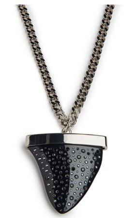 SHARKTOOTH NECKLACE Black Crystals | Sterling Silver Chain