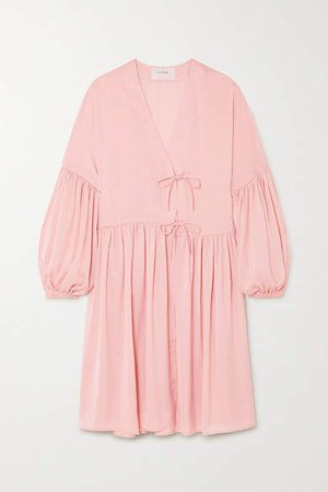 Munthe MUNTHE - Esra Tie-front Gathered Crepe Mini Dress - Pastel pink