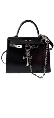 Hermes Kelly Bag Chromehearts Wallet Chain Black Silver