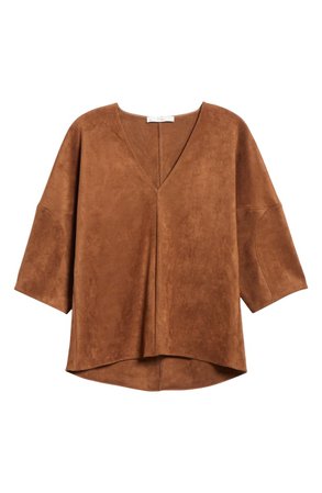 Tibi Sculpted Sleeve Faux Suede Top | Nordstrom