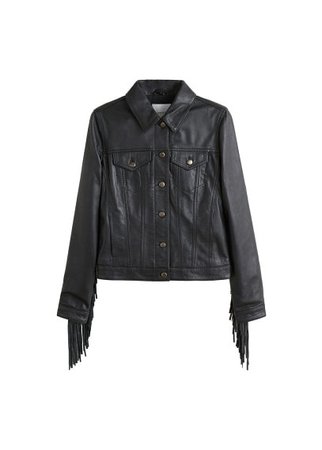 MANGO 100% leather fringes jacket