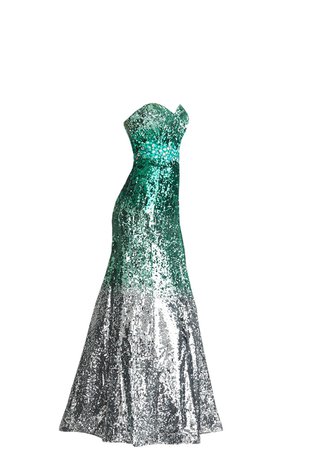 Dress long green silver metaillic