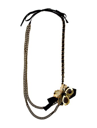 Marni Horn & Ribbon Flower Pendant Necklace - Necklaces - MAN87511 | The RealReal