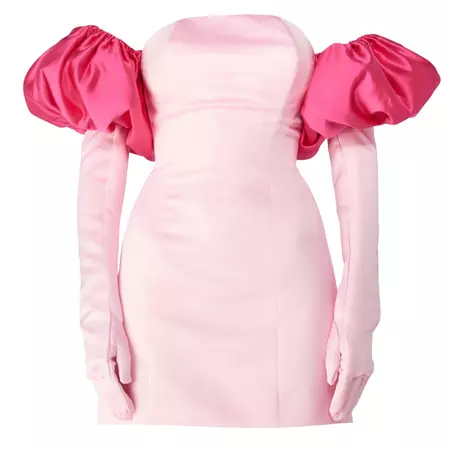 Baby Pink Cupid Satin Dress & Gloves - Pink & Purple | Miscreants | Wolf & Badger