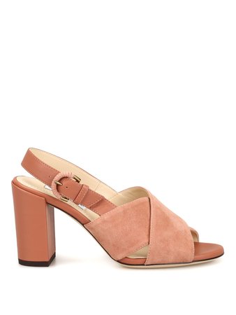 Tod's Suede And Leather Peep Toe Sandals