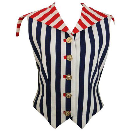 Versus By Gianni Versace Colour Blocked Stripes Cropped Vest For Sale at 1stdibs