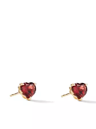 David Yurman 18kt Yellow Gold Heart Garnet Stud Earrings - Farfetch