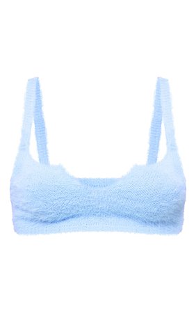 Pastel Blue Soft Fluffy Knitted Bralet | PrettyLittleThing CA
