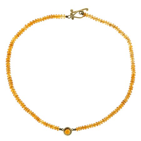 Robin Rotenier Natural Citrine Yellow Gold Bead Necklace