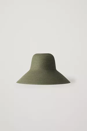 WIDE-BRIM STRAW HAT - Khaki Green - Hats - COS WW