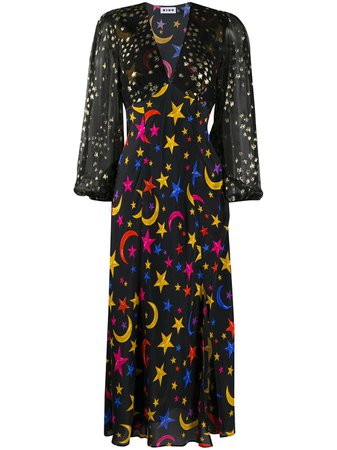 Shop black Rixo star print Melanie dress with Express Delivery - Farfetch