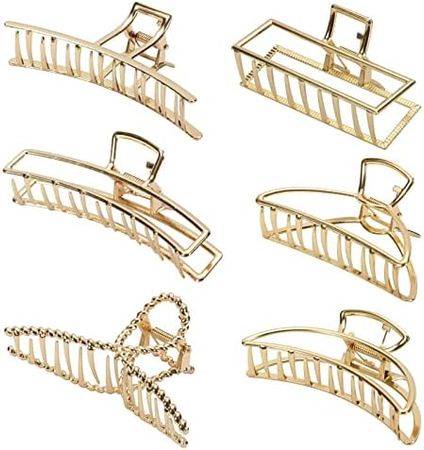 Amazon.com : Hair Claw Clips for Women, 4 Pack Gold Claw Clips, Metal Hair Clips, Large Claw Hair Clips, Big Hair Claws Banana Hair Styling Accessories for Thick Hair : Beauty & Personal Care