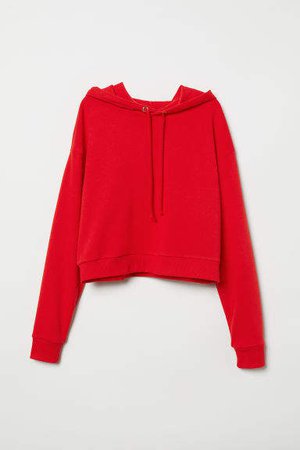 Short Hooded Sweatshirt - Red