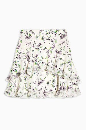 IDOL Cream Floral Print Layered Mini Skirt | Topshop