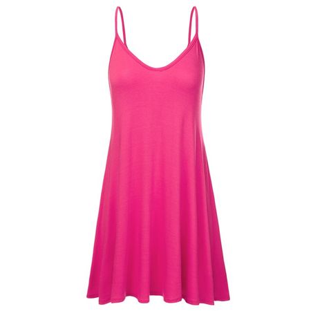 Doublju Women's Casual Spaghetti Loose Swing Slip Dress (Plus Size Available) - Walmart.com