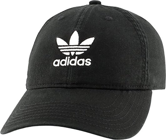 adidas Originals Women's Relaxed Fit Adjustable Strapback Cap, Black/White, One Size at Amazon Women’s Clothing store