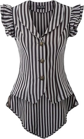 Women Steampunk Striped Jackets Victorian Flutter Sleeves Vest Coat Stripe-2 2XL at Amazon Women's Coats Shop