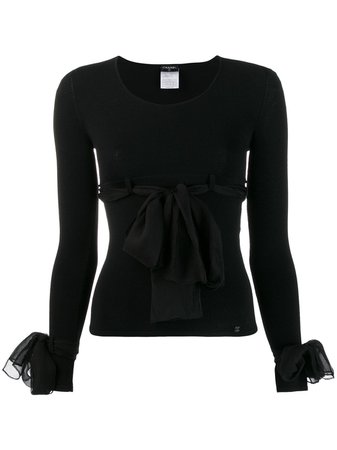 Shop black Chanel Pre-Owned 2004's decorative bows blouse with Express Delivery - Farfetch
