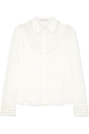 Alice + Olivia | Noreen embellished ruffled silk-chiffon blouse | NET-A-PORTER.COM
