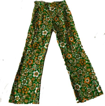 Green and orange hippie 70s pants