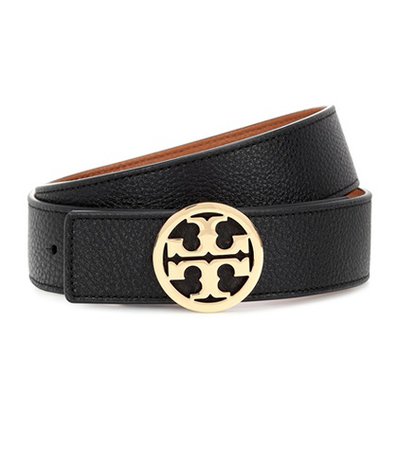Reversible leather logo belt