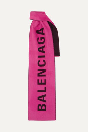 Pink Intarsia wool scarf | Balenciaga | NET-A-PORTER
