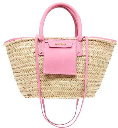 JACQUEMUS Pink Le Panier Soleil Straw Handbag