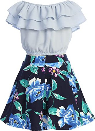 Amazon.com: Cold Shoulder Crop Top Ruffle Layered Top Flower Girl Skirt Sets for Little Girl Blush 6 JKS 2130S: Clothing, Shoes & Jewelry