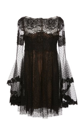 Point D'Espirit Tulle and Lace Mini Dress by Marchesa | Moda Operandi