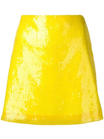 Alberta Ferretti Yellow Sequin Skirt - Farfetch