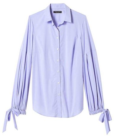 Riley-Fit Pleated Bell-Sleeve Shirt