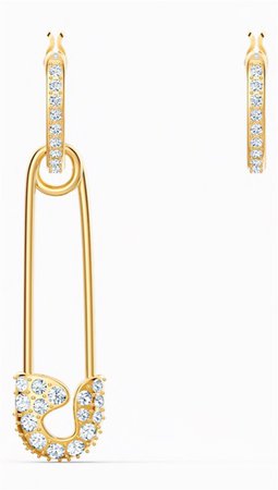 SO COOL PIN PIERCED EARRINGS, WHITE, GOLD-TONE PLATED