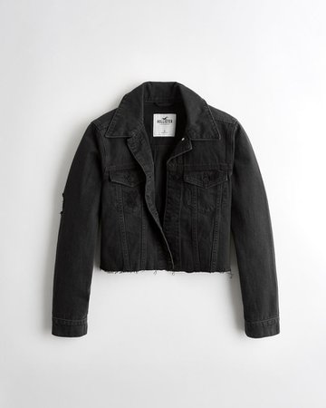 Girls Crop Boyfriend Denim Jacket | Girls Jackets & Coats | HollisterCo.com