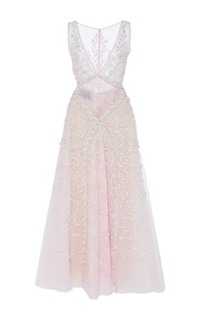 Click Product to Zoom Georges Hobeika PinkPlunging V Ankle Length Dress