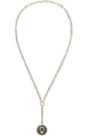 Foundrae | Horseshoe 18-karat gold, enamel and diamond necklace | NET-A-PORTER.COM