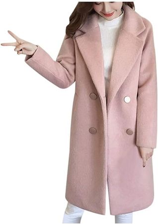 Amazon.com: Pervobs Women Winter Warm Thicken Coat Trench Coat Casual Plain Double Breasted Long Coat Outwear Overcoat with Pockets : Clothing, Shoes & Jewelry