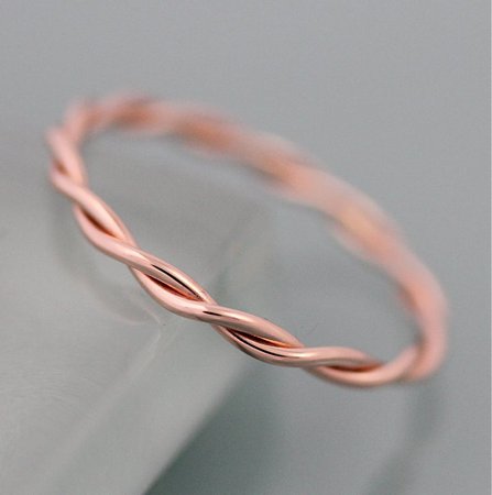 Relaxed Twist Ring 14k SOLID Rose Gold Rope Infinity Loose | Etsy