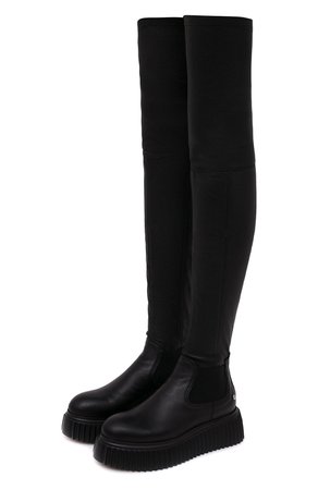 Женские черные кожаные ботфорты AGL — купить за 64300 руб. в интернет-магазине ЦУМ, арт. D751506PGK06891013