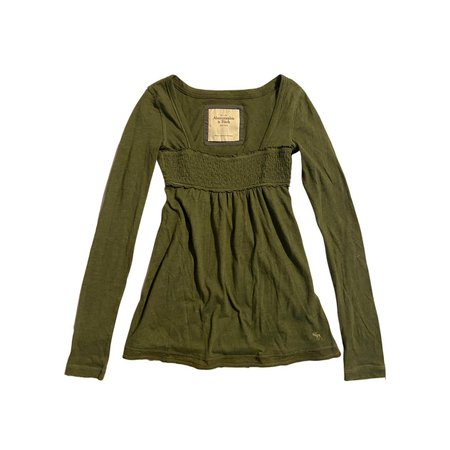 abercrombie and fitch dark green babydoll top