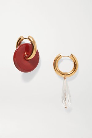 Gold Gold-tone, resin and crystal earrings | Timeless Pearly | NET-A-PORTER